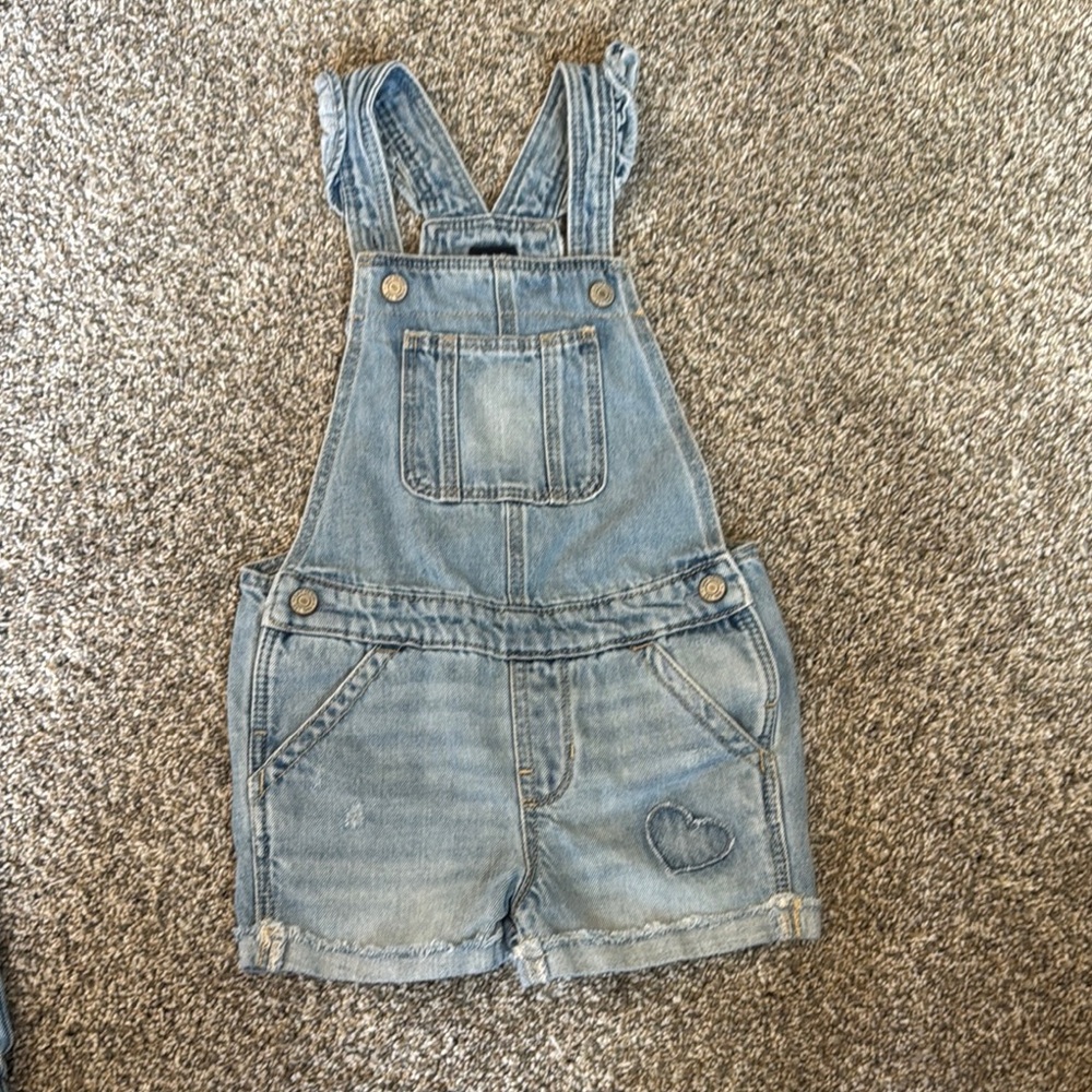 Denim Overalls with Heart Patch
